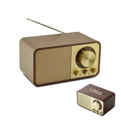 Wooden Retro Bluetooth Speaker with FM Wireless Vintage Radio