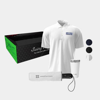 20 oz SWIG® Golf Flip & Sip SS Water Bottle, PGA TOUR® Golf Polo & Weatherman® Umbrella Gift Set