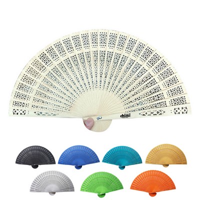 Wood Handheld Folding Hand Fan With Hollow Design