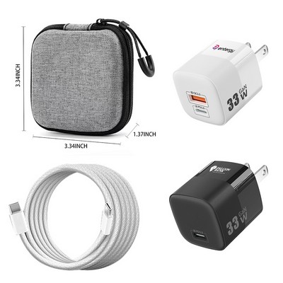 33W Dual Ports USB-C Charger with 3.3' Charging Cable