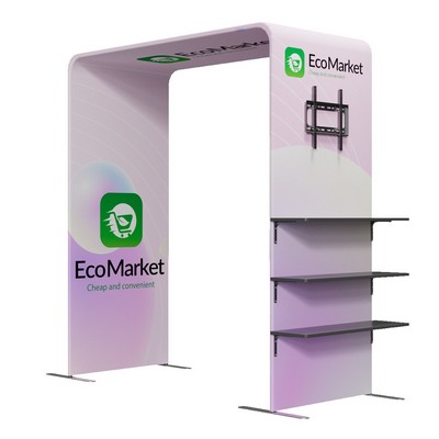 10'w x 7.5'h Square Arch Display with Shelves & TV Bracket