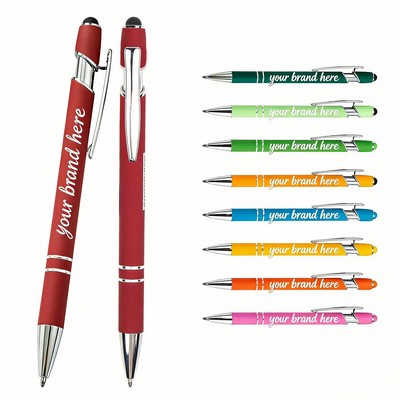 Soft Touch Rubberized Pen w/ Stylus Top
