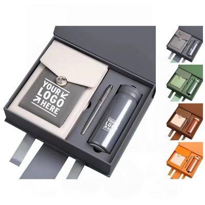3-in-1 Stone Clasp Two-Tone Leather Gift Set
