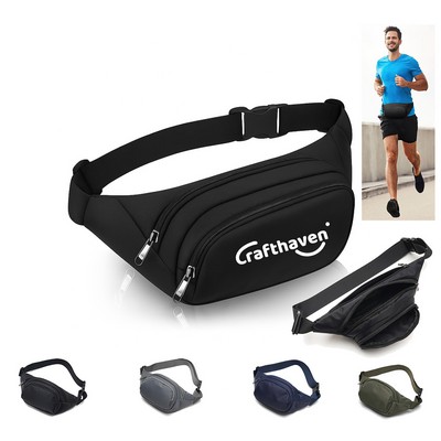 Large Fanny Pack with 3-Zipper Pockets
