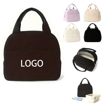Large Capacity Corduroy Stripe Lunch Bag Minimalist Design