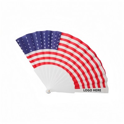 USA 250th Anniversary Folding Hand Fan - Patriotic Stars & Stripes Handheld Fan