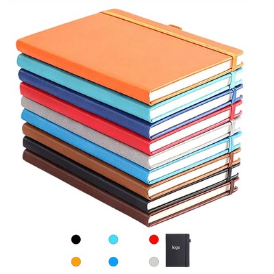"A6 Soft Touch PU Leather Notebook With Elastic Closure "