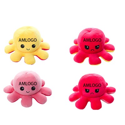 Reversible Octopus Plush with Dual Emotions