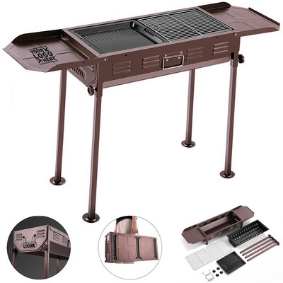Portable Outdoor Charcoal Grill with Frying Pan