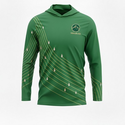 Long Sleeve Hooded T Shirt Unisex Sublimated Interlock