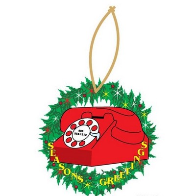 Rotary Dial Telephone Executive Wreath Ornament w/ Mirror Back (8 Square Inch)
