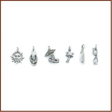 Set of 4 Beach Stock Wine Charms On Card
