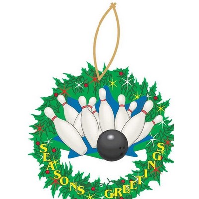 Bowling Strike Promotional Wreath Ornament w/ Black Back (8 Square Inch)