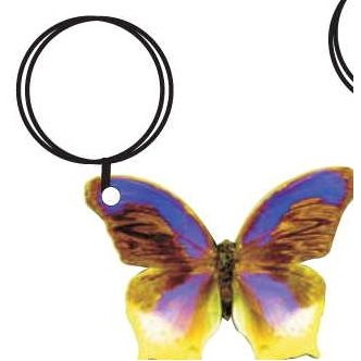 Purple & Yellow Butterfly Keychain w/Mirrored Back (3 Square Inch)