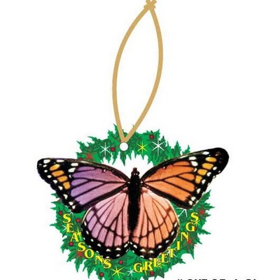Purple & Pink Butterfly Wreath Ornament w/ Mirrored Back (12 Square Inch)