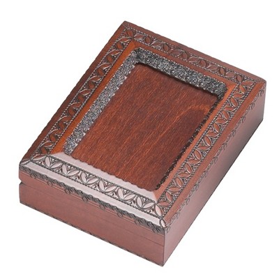 Wood Bordered Box w/Picture Frame Lid (6 7/8"x5 1/4"x2")