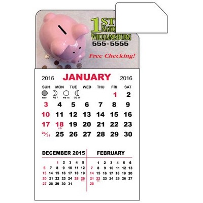 3-Month Adhesive Mini Calendar Pad w/Angled Corner