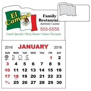 1-Month Adhesive Mini Calendar Pad w/Flage Shape