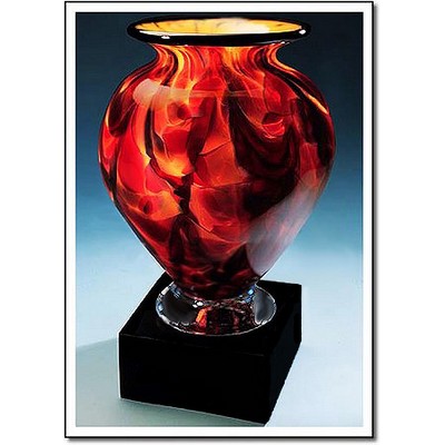 Glowing Ember Cauldron Vase w/ Marble Base (4.5"x7.5")