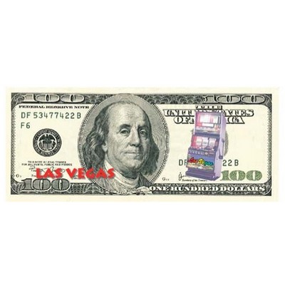 Vegas Slot Machine on $100 Bill Maxi Magnet (4 Square Inch)