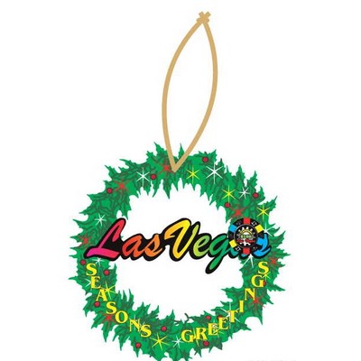 Las Vegas w/ Poker Chip Wreath Ornament w/ Clear Mirrored Back (10 Square Inch)