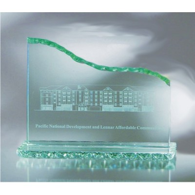 Jade Glass Horizontal Wave Award w/Pearl Edge (8¼"x10")