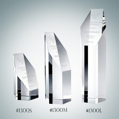 Optical Crystal Hexagon Tower Award - Small (Laser Engraved)