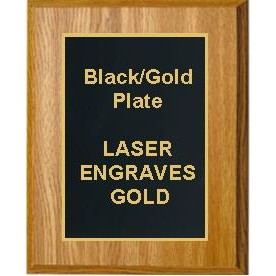 Oak Plaque 7" x 9" - Black/Gold 5" x 7" Plate