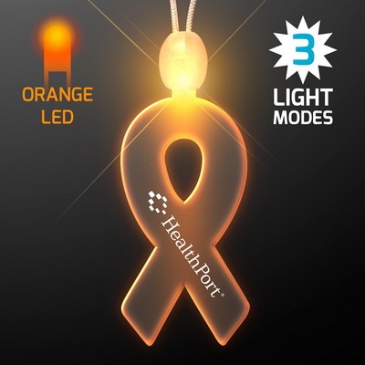 Imprinted Ribbon Acrylic Necklaces with Amber LED - PRINTED
