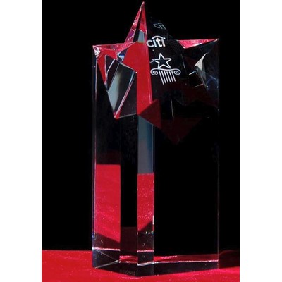 Custom Crystal Star Pillar Award w/Custom Etching (12")