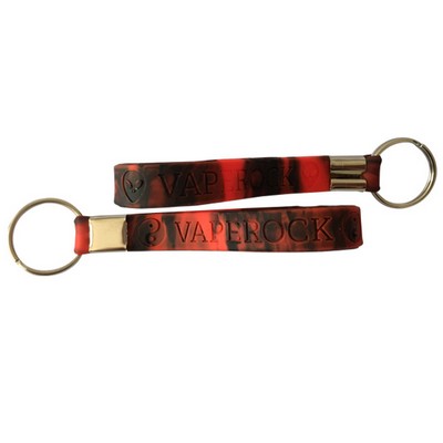 1/2" Debossed Silicone Wristband Keychain