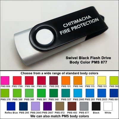 Swivel Black Flash Drive - 4 GB Memory - Body PMS 877