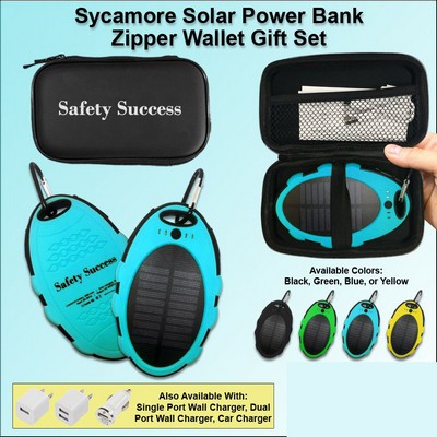 Sycamore Solar Power Bank Zipper Wallet Gift Set 5000 mAh - Blue