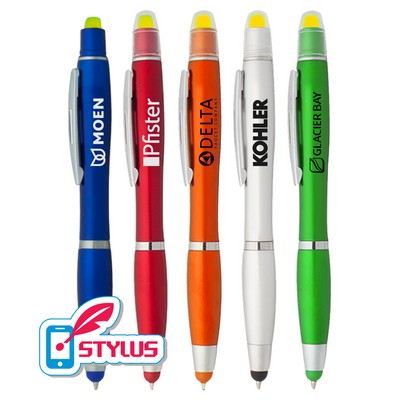 Union Printed - 3-in-1 Combo - Stylus > Twsit Pen > Gel Highlighter with 1-Color Logo