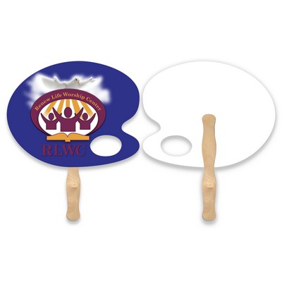 Lightweight Full Color Single Sided Palette Shape Paper Hand Fan