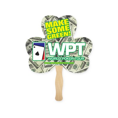 Lightweight Full Color Two Sided Single Paper Clover 3 Shape Hand Fan