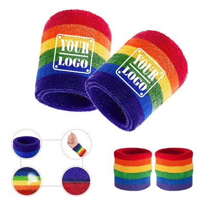 Rainbow Poly-Cotton Sweat Wristband