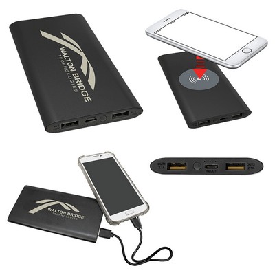 Power Bank & Wireless Anodized Charger w/USB C Cord