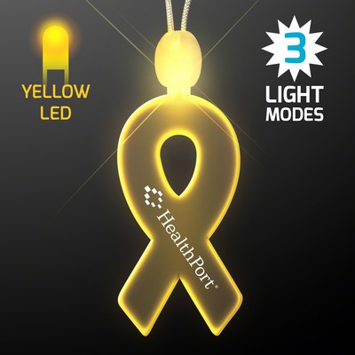 Imprinted Ribbon Acrylic Necklaces with Yellow LED - PRINTED