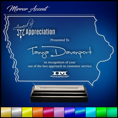 13" Iowa Clear Acrylic Award with Mirror Accent