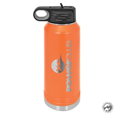 Powder Coated Orange Travel Water Bottle Includes Straw