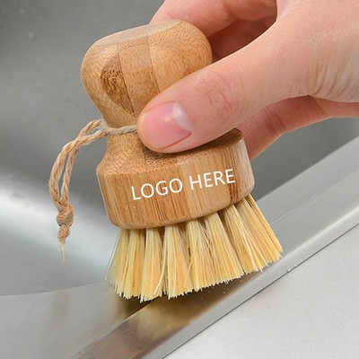 Wooden Scrub Brush w/Palm Sial Fibers