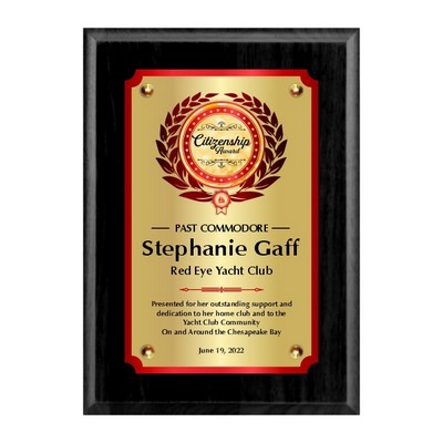 5" x 7" Black plaque with double plates and cone heads
