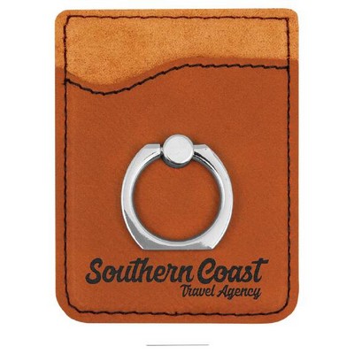 Engraved Phone Wallet with Ring, Rawhide Faux Leather