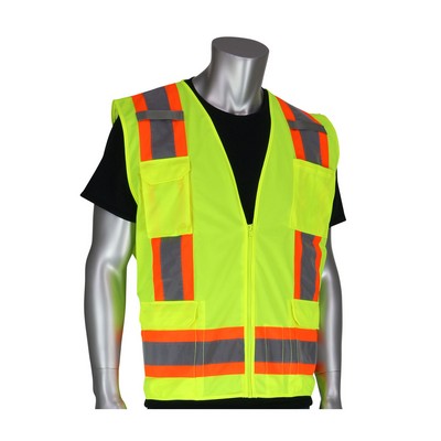PIP® Class 2 Hi-Viz Surveyors Vest w/Solid Front & Mesh Back