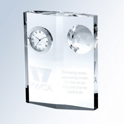 Globe Plaque Crystal Clock, 6 1/2"H