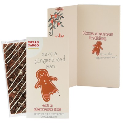3.5 Oz. Belgian Chocolate Greeting Card Box (Save A Gingerbread Man) - Milk & Cookies Bar