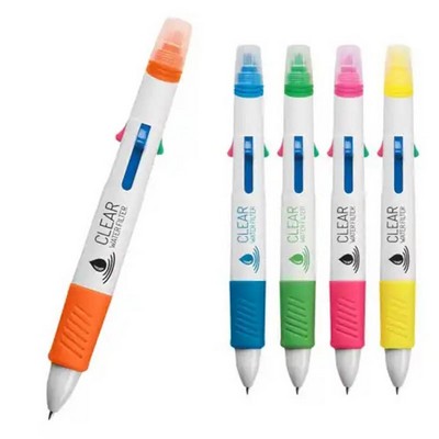 4" 1 Multi Ballpoint Highlighter Pen