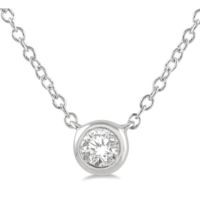Jilco Inc. Petite Bezel Set White Gold Diamond Necklace