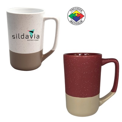16 Oz. Tall Phoenix Cafe Mug - Satin Speckled Maroon & Warm Gray Base - Dishwasher Safe - Spot Color